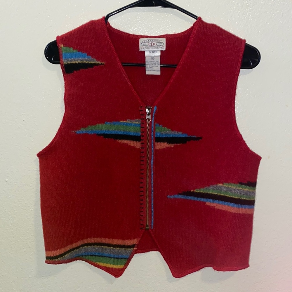 Vintage Cambridge Dry Goods Vest Womens Size PS 100% Wool Full Front Zip